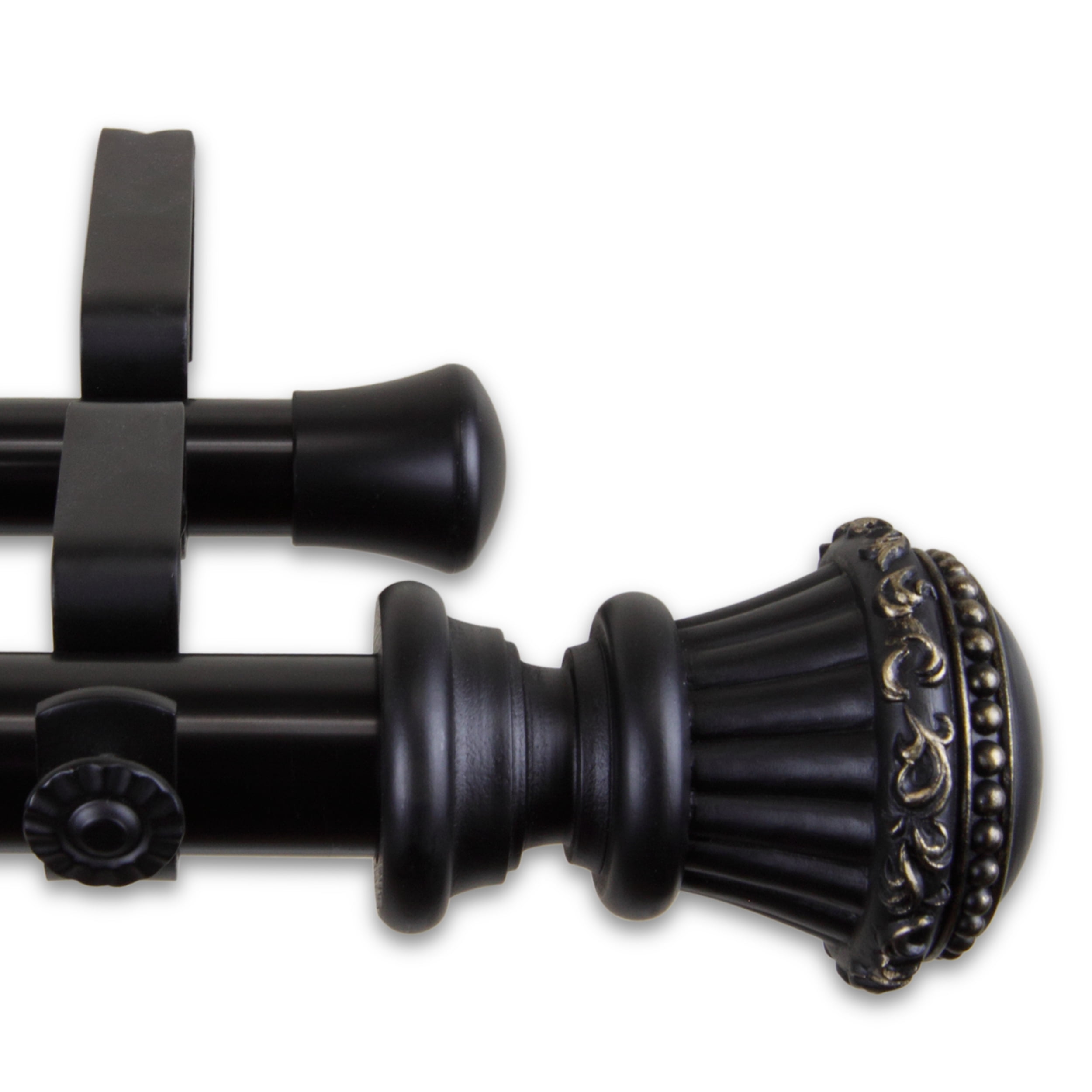 Royal 1" Double Curtain Rod 120-170 inch - Black