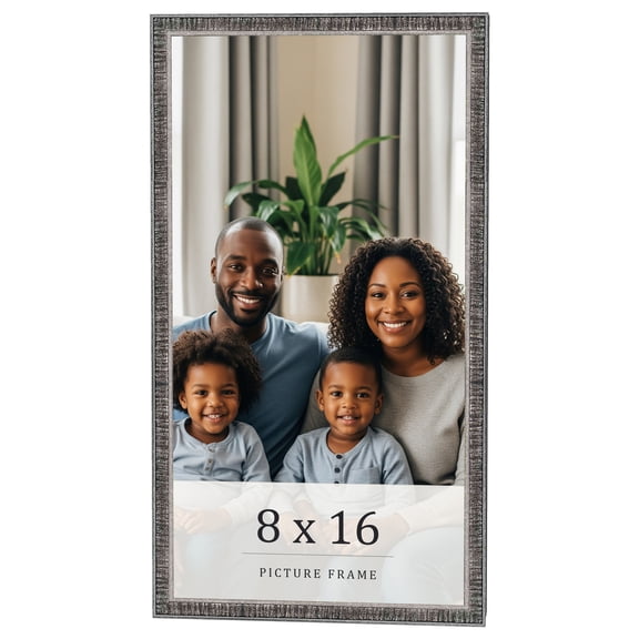 8x16 Frame Silver Grey Distressed Solid Wood Picture Frame | 0.75 Inch Moulding Width | Interior