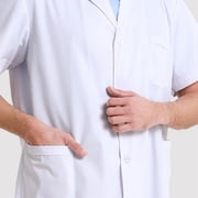 Xfvqtps Professional Lab Coat for Men and Women Short Sleeve Doctor Uniform with 3 Pockets Laboratory Jacket Thin Style White