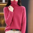 thumbnail image 1 of Suéter de lana para mujer, suéter de cuello alto de otoño e invierno, suéter suelto sin costuras, suéter de cachemira, 1 of 6