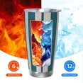 thumbnail image 6 of 20oz Car Cup Three-Piece Set Of Single Silver Edge No Smell Easy To Carry Heat Preservation For Daily Car Sports Travel Cyan Stripe_2, 6 of 8