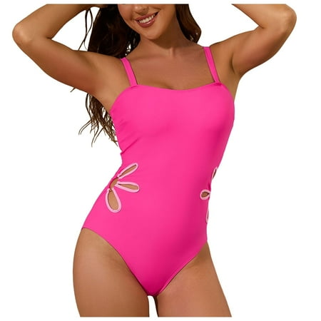 GEWSEY Womens Sexy One Piece Swimsuit Cut Out Backless Monokini Swimsuits Scoop Neck Cheeky Bathing Suit Red  M