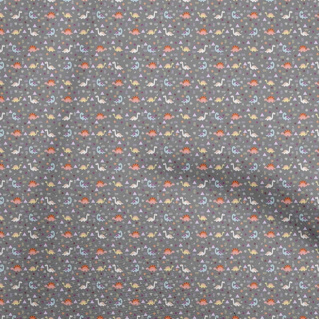 oneOone Rayon Gray Fabric Colorful Dinosaur Cartoon Sewing Material Print Fabric By The Yard 56 Inch Wide