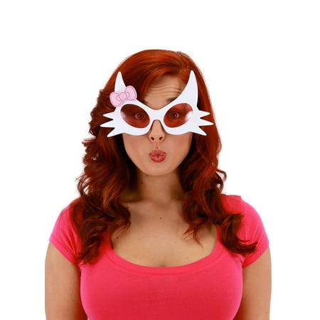White Kitty Glasses with Pink Lens and bow by Elope Costumes 331832