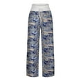 thumbnail image 4 of Birdeem Womens Spring/Summer High Waist Pants Printed Fashion Flower Print Waist Wide Leg Pants, 4 of 8
