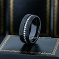 thumbnail image 3 of 8mm Men’s Black Tungsten Eternity Wedding Band, Hammered Finish Anniversary Ring - TN1157WAs12, 3 of 5