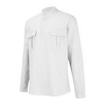 thumbnail image 4 of DDAPJ pyju Mens Cargo Work Shirt Rolled Up Long Sleeve Band Collar T-Shirt Lightweight Collarless Linen Shirts with 2 Pockets White M, 4 of 7