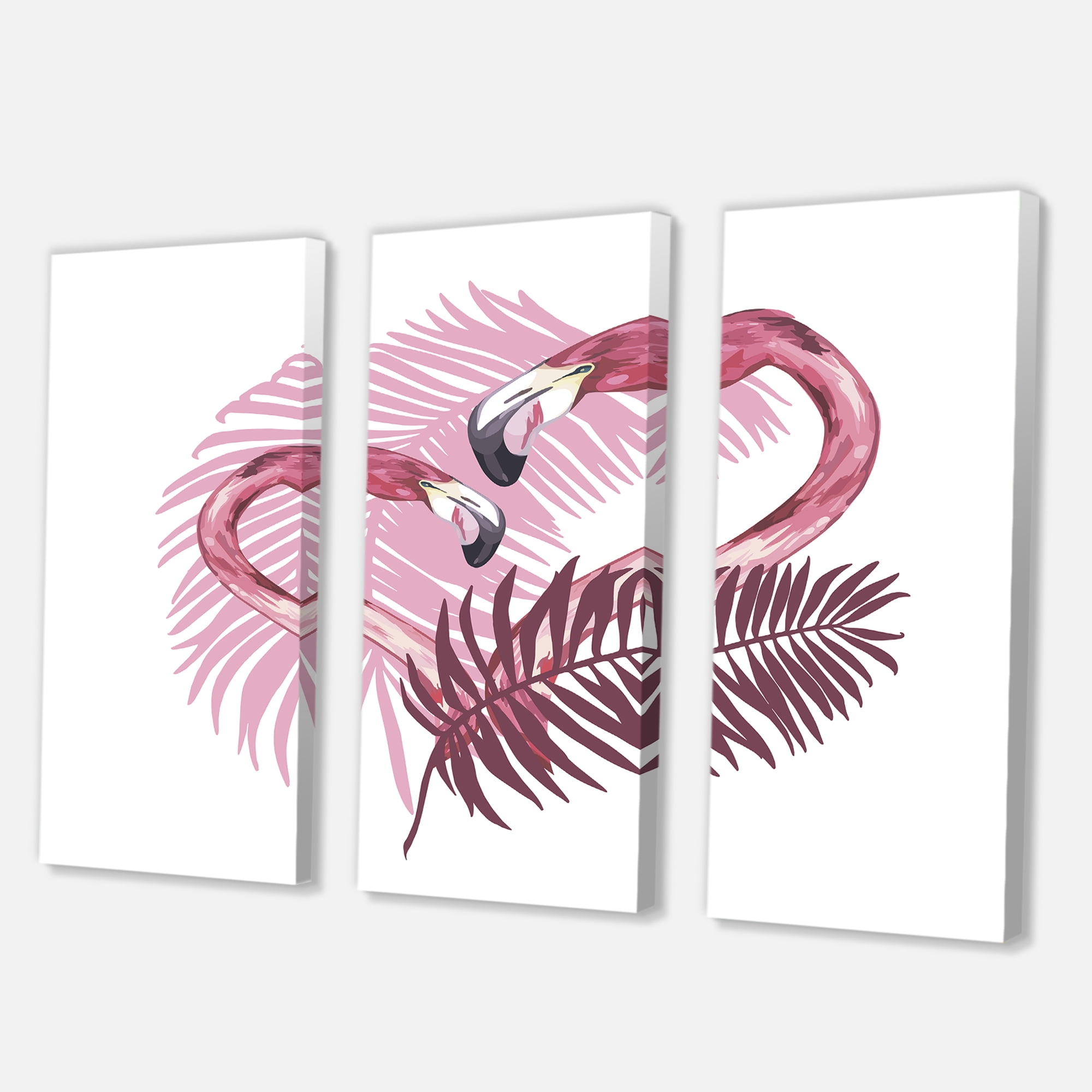 Designart ' Pink Flamingo In Tropical Summer I ' Traditional Canvas Wall Art Print