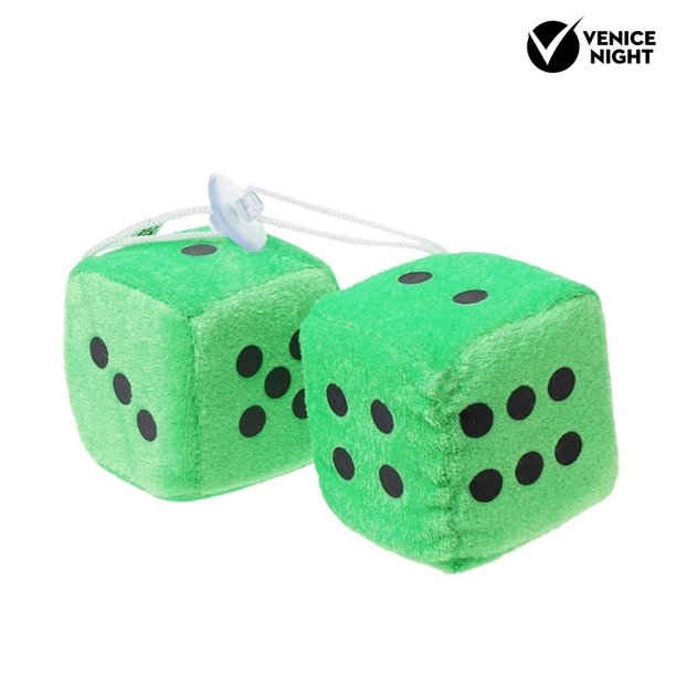 V.t 2 piezas de dados peludos puntos de vista trasera espejo percha decoración coche estilo adorno huangjie unisex