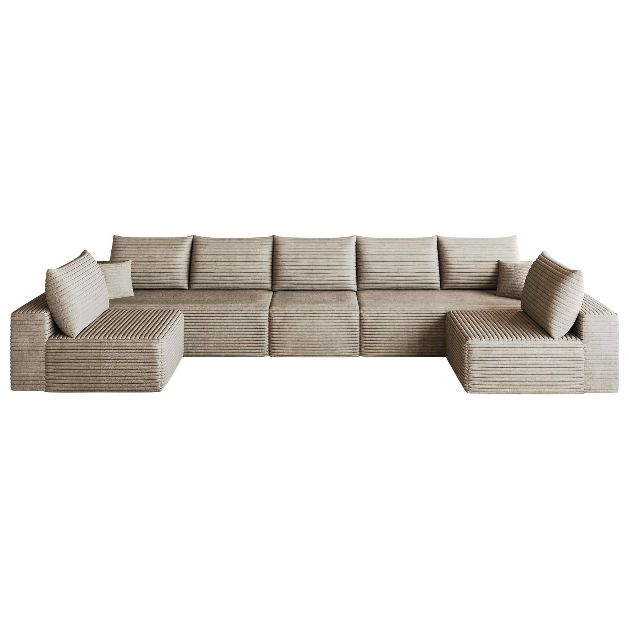 MAYEERTY 166 Inch U‑Shaped Cloud Sectional Sofa, Modern Minimalist Plush Corduroy Deep‑Seat Corner Couch, No Assembly Required for Living Room Apartment Bedroom