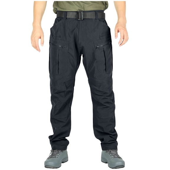 LMOIPLI Men's Ripstop Cargo Work Pants Water Resistant Breathable Hiking Solid Construction Trousers with Pockets Black XL