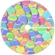 ZHANZZK Easter Cute Easter Colorful Eggs Xmas Christmas Tree Skirt Stand Mat for Holiday Party Decoration Indoor Outdoor 36 inches