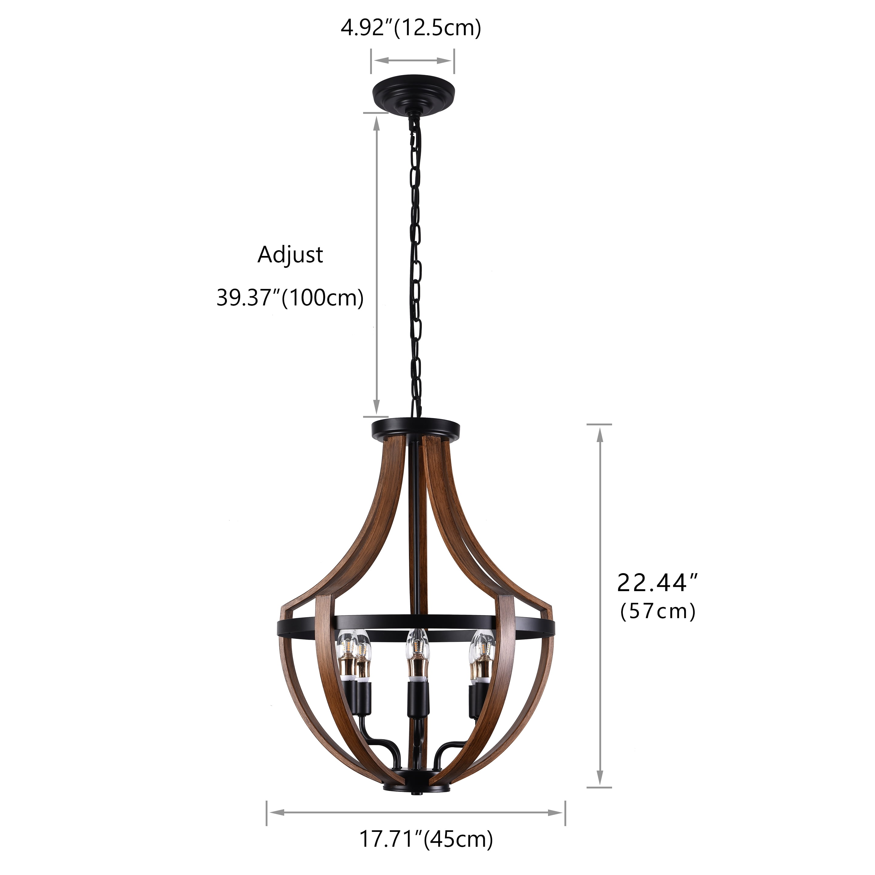 Aiwen Industrial Wood Grain Pendant Light 6 Lights Farmhouse Ceiling Lamp Fixture