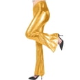 thumbnail image 7 of Mifsaly Metallic Flared Pants Women High Waist Stretchy Flare Pant Night Out Party Dance Elegant Clubwear M, 7 of 7