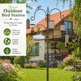 thumbnail image 2 of Bird Feeding Station, 92 Inch Rust Resistant Steel Bird Feeder Pole with 4 Adjustable Shepherd Hooks, Bird Bath, Mesh Tray, Suet Feeder and 5 Prong Anchor for Outdoors, 2 of 6