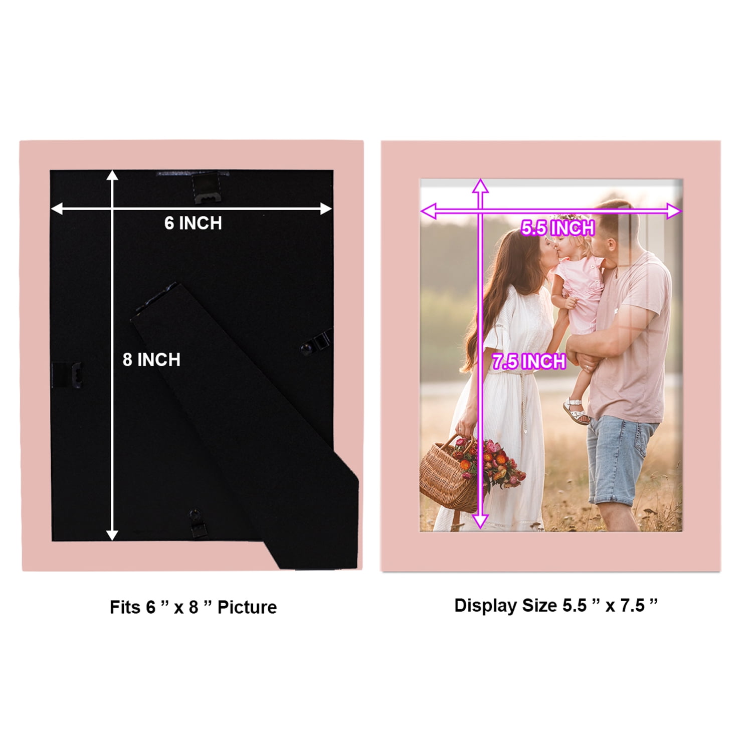 Modern 6 in. x 8 in. Pink Picture Frame (Set of 2)