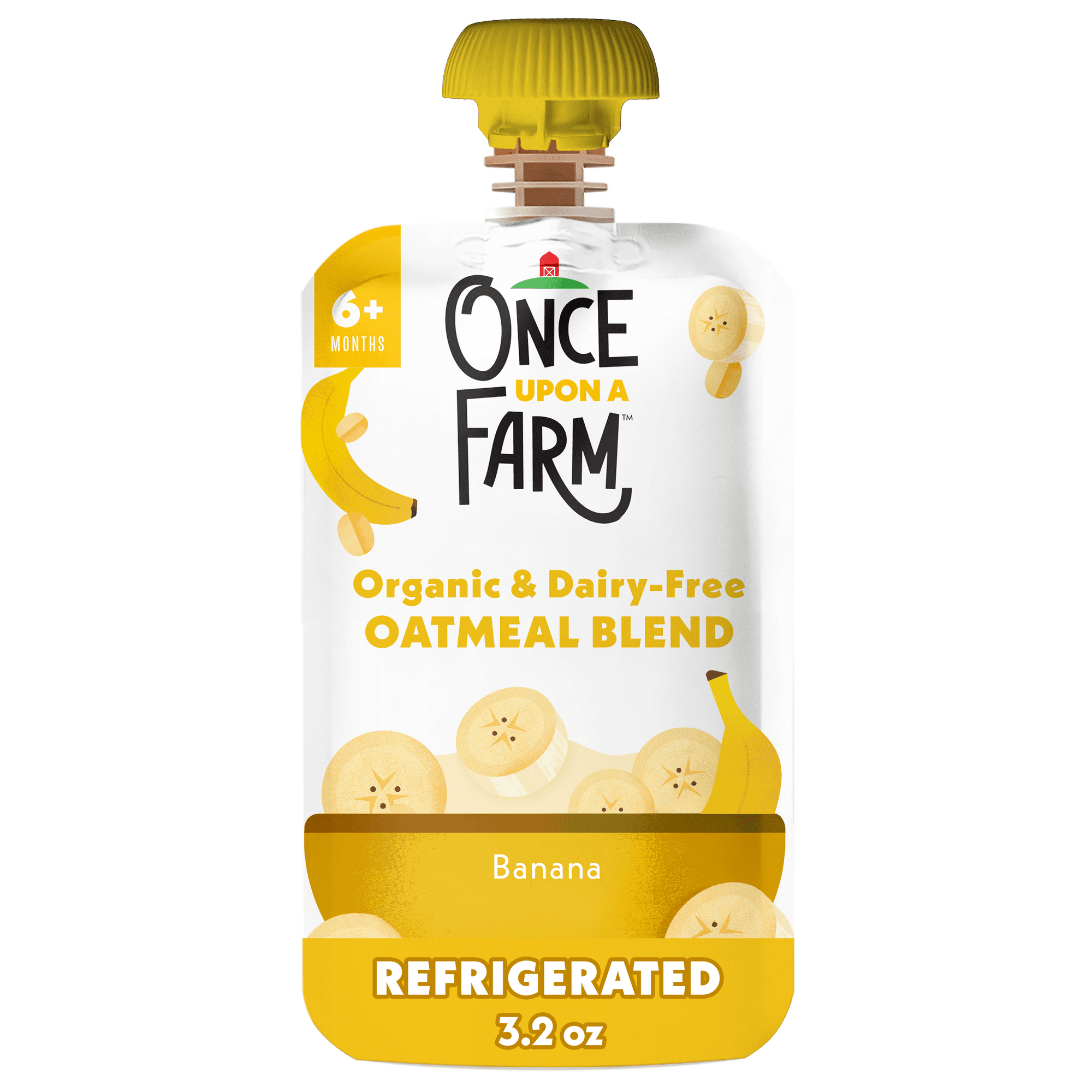 Once Upon a Farm Organic Refrigerated Baby Food Oatmeal Banana, 3.2oz Pouch