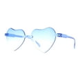 thumbnail image 3 of Girls Child Size Rimless Heart Shape Plastic Sunglasses Blue, 3 of 4