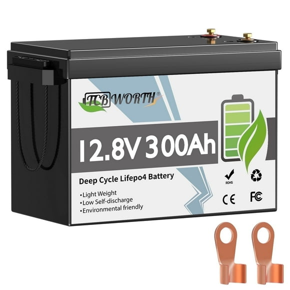 12V 300Ah Lithium LiFePO4 Battery,TCBWORTH Batteries for RV,Solar,Golf Carts,Trolling Motor,Marine,Camping,Home Energy Storage,Built in 200A BMS,15000+ Deep Cycles Battery
