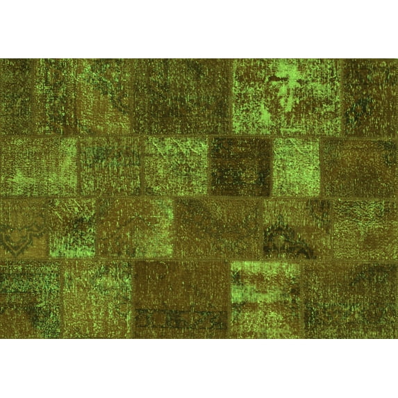 Ahgly Company Indoor Rectangle Patchwork Green Transitional Area Rugs, 8' x 12'