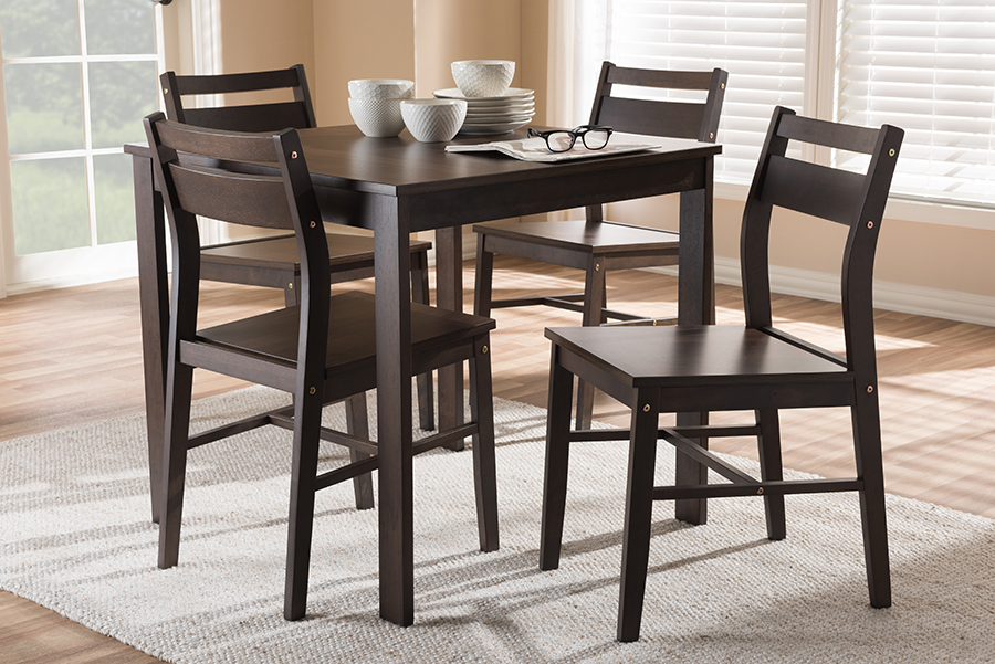 Baxton Studio Lovy Modern and Contemporary 5 Piece Wood Dining Set