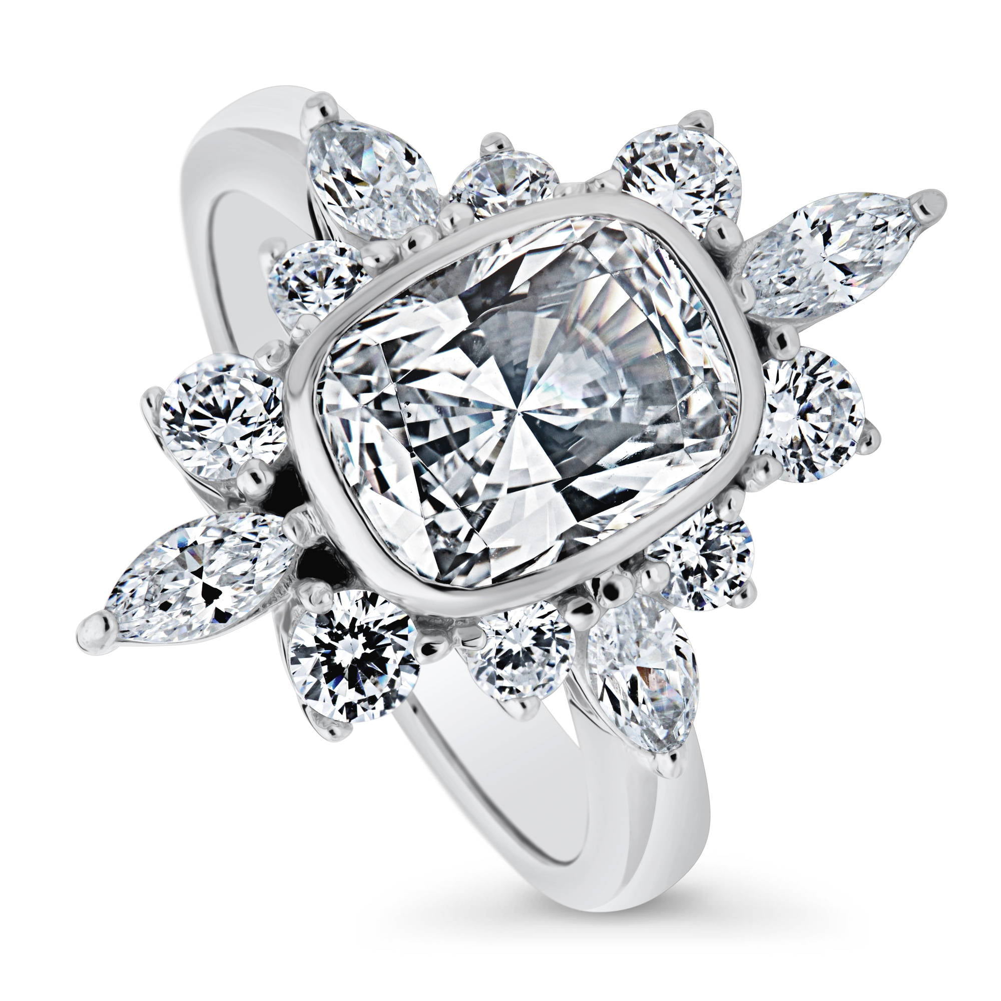 BERRICLE Rhodium Plated Sterling Silver Cubic Zirconia CZ