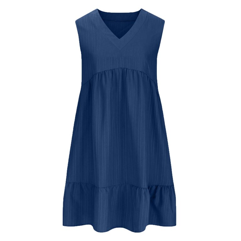 holiday dresses for women 2022 Holiday style high waist printed sleeveless V-neck A-line dress Brick red / M by Blue Zone Planet