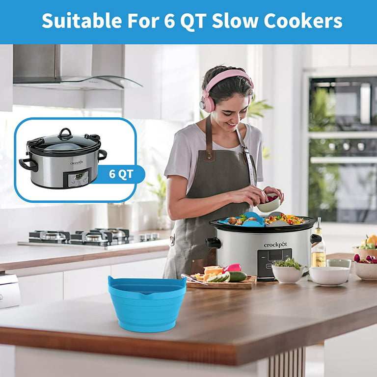Silicone Crockpot Liner, Crock Pot Liners Reusable for 6 Quart Oval Slow  Cooker Liners, 3-In-1 Slow Cooker Divider Insert Leakproof Dishwasher Safe