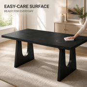 KIOOTTO Rectangular Dining Table with U-Cut Panel Legs, Black