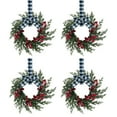 thumbnail image 2 of 4 Pcs Christmas Kitchen Cabinet Wreaths with Ribbon,Mini Wreaths for Cabinets,10.23 Inch Mini Christmas Wreath Small Kitchen Xmas Decor for Window Door(Black and White Checkered), 2 of 6