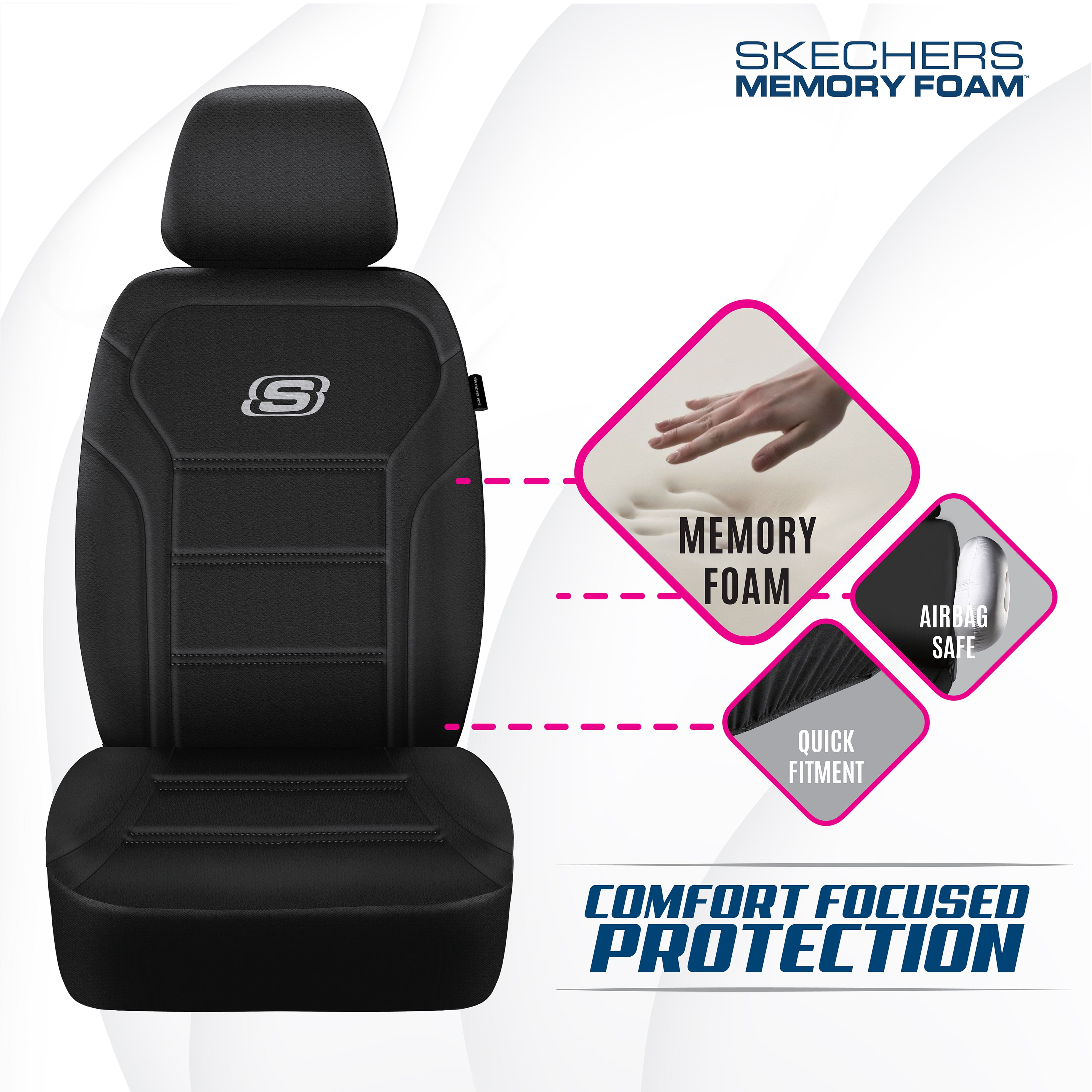 Skechers 22WMSK03 Seat Covers, Memory Foam Front Car Seat Cover