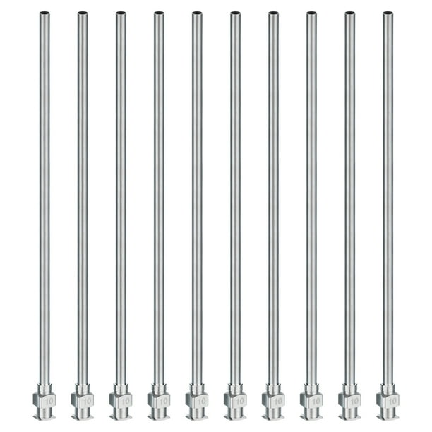 Uxcell 10 Pcs 10G 5 Inch Blunt Tip Dispensing Needle with Lure Lock for Refilling Liquid Inks Adhesives
