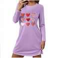 thumbnail image 2 of Taqqpue Valentines Nightgowns for Women Heart Printed Cotton Night Gown Long Sleeve Sleepshirts V Neck Night Shirt Soft Sleepwear, 2 of 6