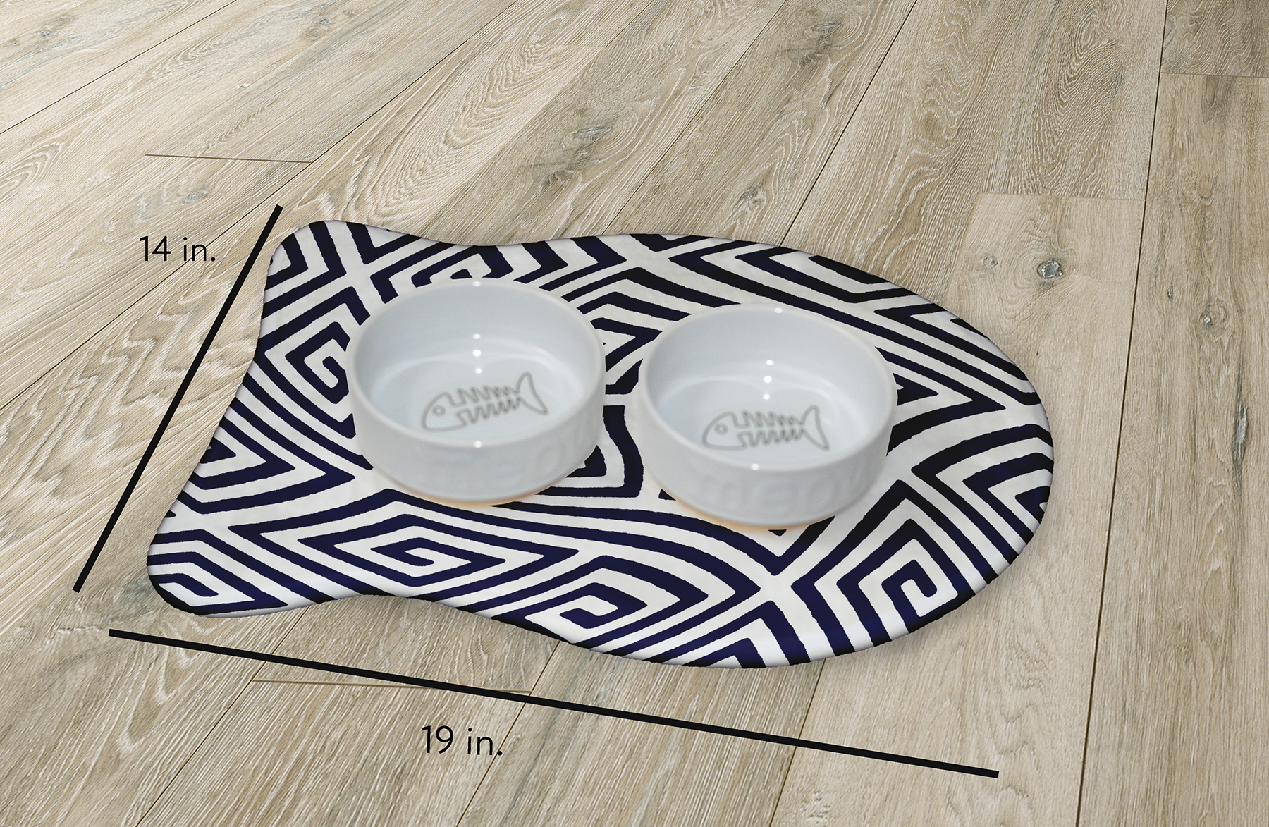 Simply Daisy Geometric Fish Shape Pet Feeding Mat for Cats