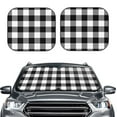 thumbnail image 2 of Daiia White And Black Plaid 2PCS Car Windshield Sun Shade, Foldable Sun Shield for Car Front Window, Auto Sun Blocker Visor Protector Universal for Truck SUV Pickup-Medium, 2 of 7