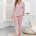 thumbnail image 6 of FNFYFH Womens 2 Piece Outfits Ribbed Knit Lounge Sets Cozy Half Zip Sweatsuit Sets Wide Leg Jogger Tracksuits, 6 of 7