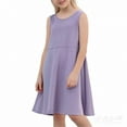 thumbnail image 2 of DHFJKG Dresses Girls Summer Dress Casual Sleeveless Round Neck Elastic Waist A Line Solid Color Dress For Kids Comfortable Breathable Trendy Sundress, 2 of 9