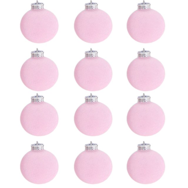 Uuiauoio 12 Pcs Velvet Flocked Christmas Ball Ornaments Plastic Xmas Tree Hanging Decorations Holiday Party Home Decor Festive Decorative Balls for Indoor Outdoor Christmas Decor