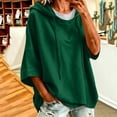 thumbnail image 2 of Women's Relaxed Fit Hoodie Sweatshirts, Oversized Drawstring Hood 3/4 Sleeve Loose Solid Color Basic Tops for Daily Outfit Match, 2 of 7