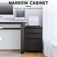 thumbnail image 4 of 3 Drawer Mobile File Cabinet with Lock, Under Desk Metal Rolling Filing Cabinets for Home Office Organizer Letters/Legal/A4 (Black- Requires Installation) (Black), 4 of 15