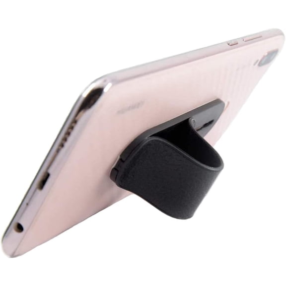 AOLEY Finger Holder for Phones, Cell Phone Grip | Phone Handle | Finger Strap with Stand for iPhone Android Smartphone Small Tablet (PU-Black)