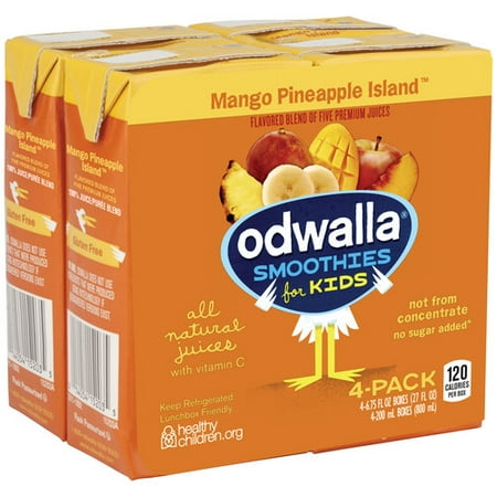 Odwalla Mango Pineapple Island Smoothies for Kids, 6.75 Fl. Oz., 4 Count