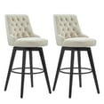 thumbnail image 5 of CHITA 30 inch Swivel Upholstered Counter Height Bar Stools with Tufted Back Set of 2, Fabric in Linen, 5 of 12