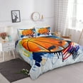 thumbnail image 4 of Move Over Cartoon Basketball Bedding Sets King Boys Girls Duvet Cover Set Graffi Basketball Pattern Microfiber No Filling, 4 of 9