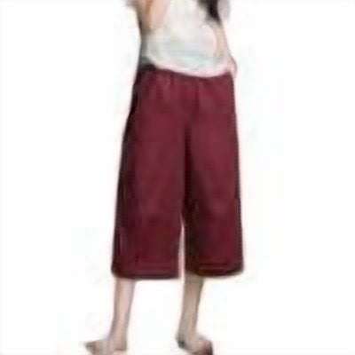 MLCDZ Womens Cotton Linen Lightweight Cropped Pants Loose Fit Wide Leg Capri Casual Loose Plus Size Elastic Waist Trousers
