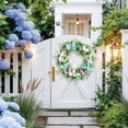 thumbnail image 6 of FENGGHAO 17.7 Inch Blue Hydrangea Spring Wreath Artificial Silk Flower Wreath for Front Door Summer Outdoor Home Decor, 6 of 7