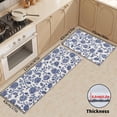 thumbnail image 3 of Blue Floral Kitchen Rug Non Slip Navy Chinoiserie Traditional Floral Kitchen Mats Washable Floor Mat for Hallway Kitchen Sink Laundry Bedroom Bathroom, Set of 2, 3 of 5