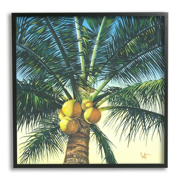 Stupell Industries Branching Out Palm Tree Botanical & Floral Painting Black Framed Art Print Wall Art, 12 x 12
