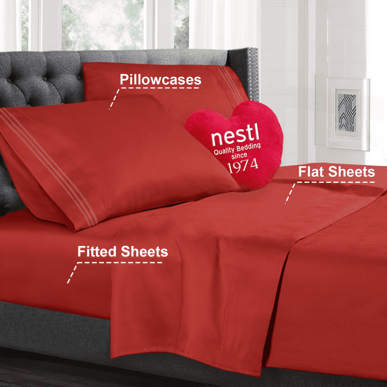 Nestl bedding premium 1800 deep 2024 pocket 4 piece bed sheet set