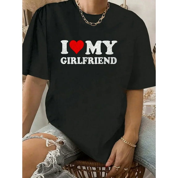 100% Cotton I Love My Girlfriend Gf I Heart My Girlfriend GF Vintage T-Shirt